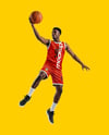 Afro-American Basketball Player Wearing Full Basketball Uniform Mockup