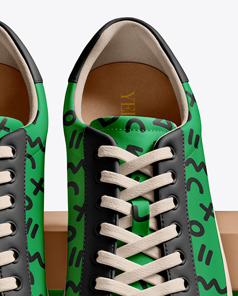 Pair of Sneakers with Shoe Box Mockup