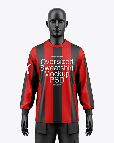 Men's Oversize Sweatshirt w Mannequin Mockup - Front View - Blank sweatshirt mockup
