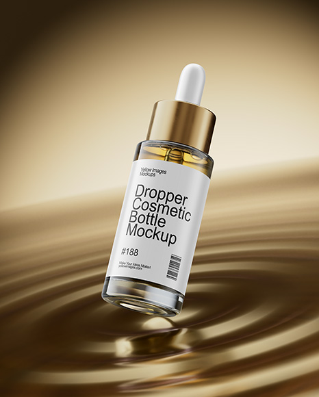 Clear Dropper Bottle with Oil Mockup