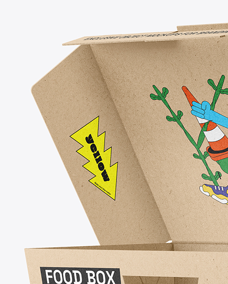 Opened Kraft Paper Food Box Mockup