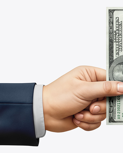 One Banknote in a Hand Mockup