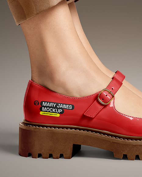Mary Janes on Woman's Legs with Pants Mockup