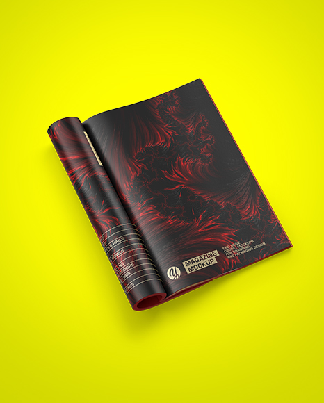 Opened Magazine Mockup - Half Side View