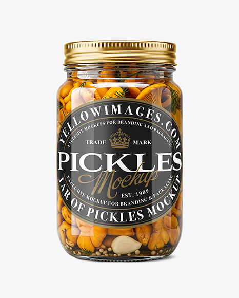 Glass Jar with Chanterelles Mockup - Realistic mockups
