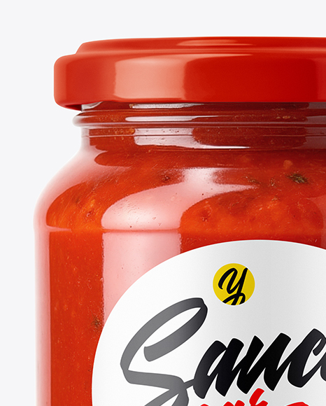 Glass Jar Filled Pizza Sauce Mockup