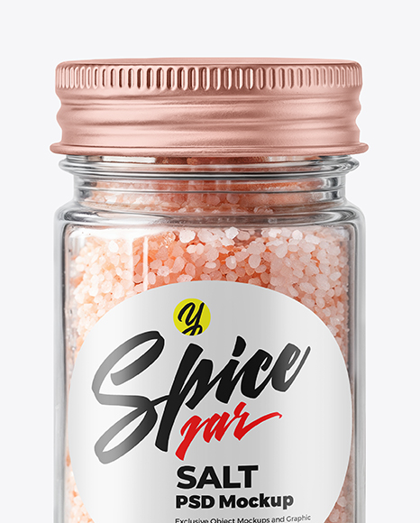 Clear Glass Jar with Pink Salt Mockup
