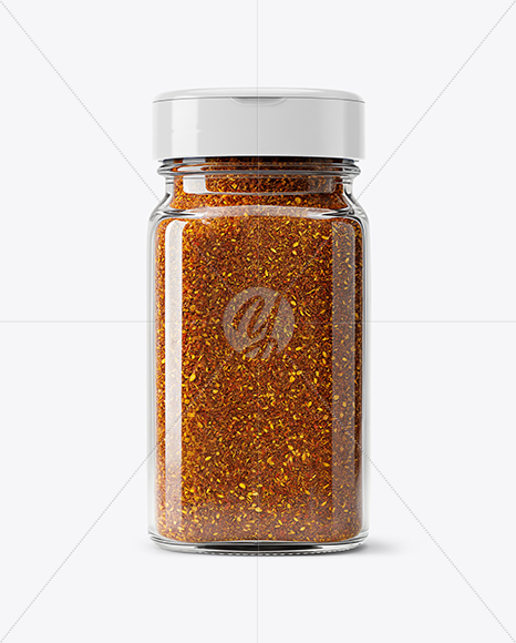 Square Glass Jar with Garam Masala Seasoning Mockup