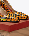 Block Heel Pumps with Shoe Box Mockup