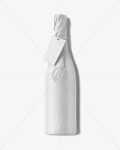 Wine Bottle in Kraft Paper Wrap Mockup