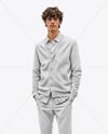 Young Man Wearing Cardigan and Shirt Mockup