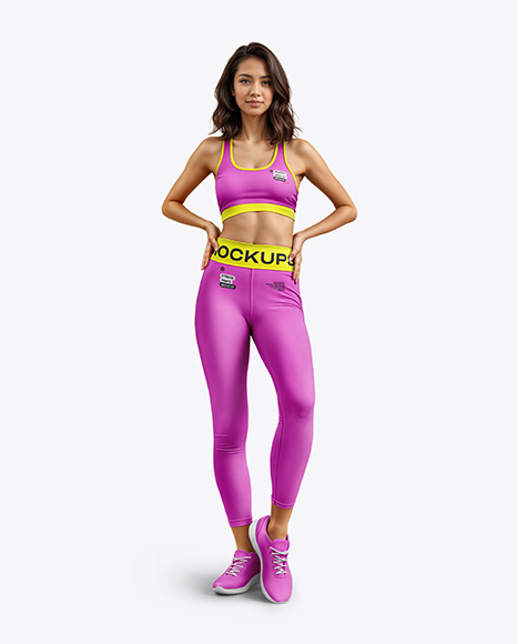 Woman Wearing a Crop Top and Leggings Mockup - Crop top hoodie mockup