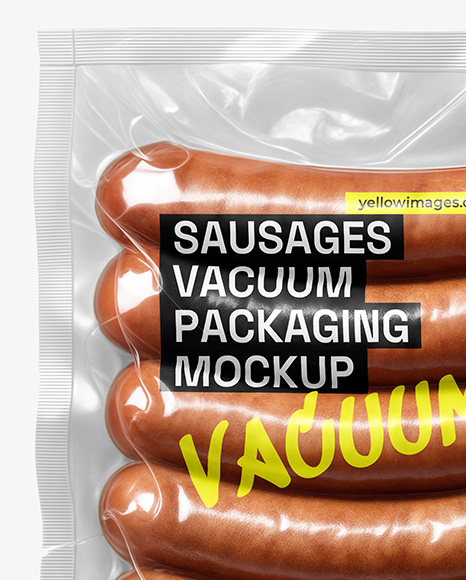 Clear Plastic Flow-Pack with Sausages Mockup
