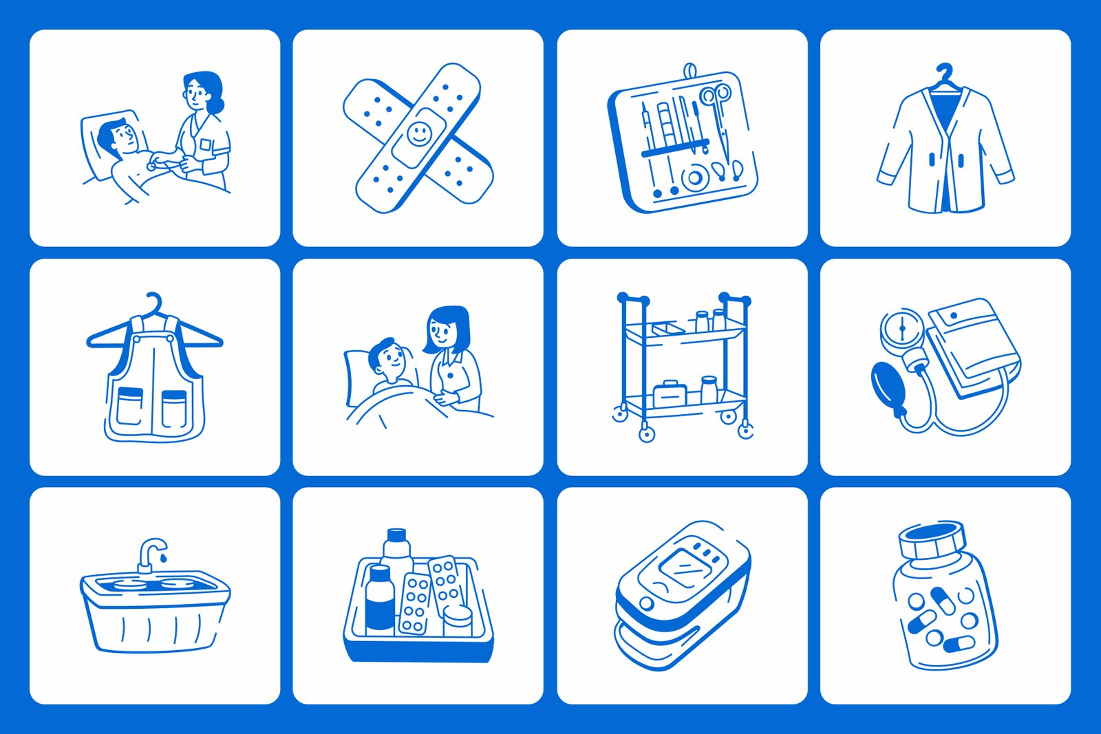 Nursing Doodles Icons Set