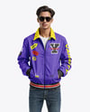 Young Man Wearing Harrington Jacket and Jeans Mockup