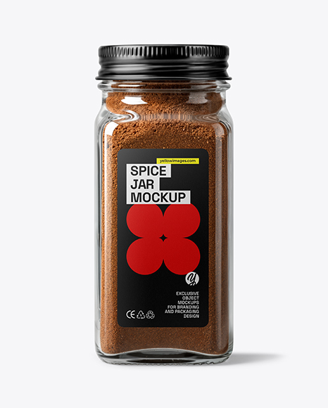 Square Glass Jar with Ground Cloves Mockup - Realistic mockups