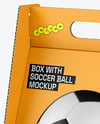 Cardboard Box With Soccer Ball Mockup