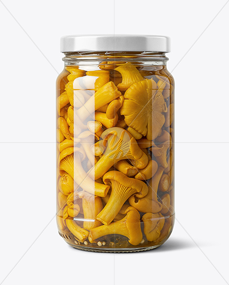 Clear Glass Jar with Chanterelles Mockup