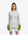 Female Goalkeeper Wearing Long Sleeve Soccer Jersey Mockup