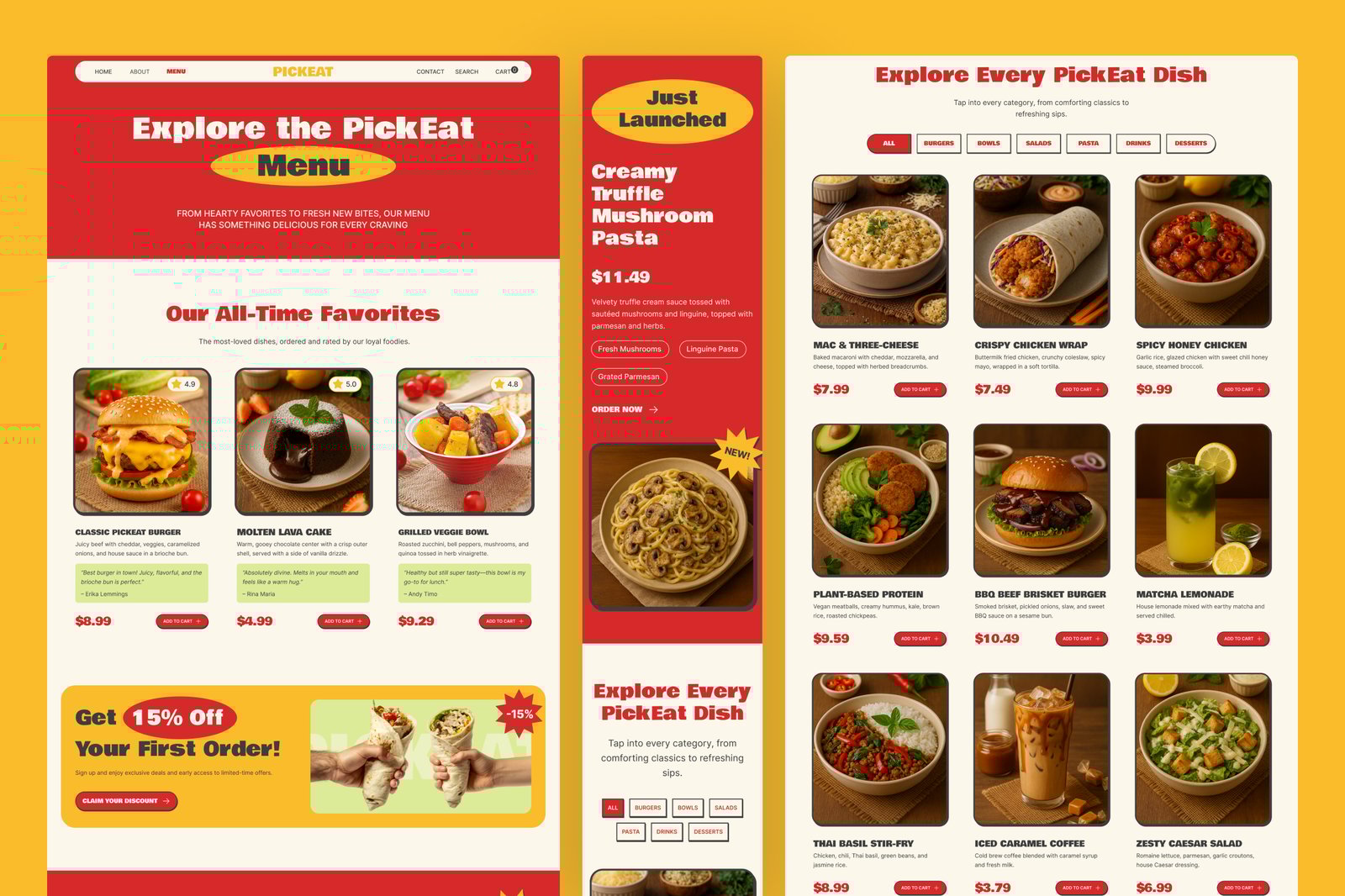 PickEat – Food Retail &amp; E-Commerce Website UI Figma Template