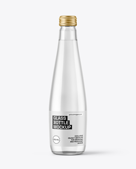 330ml Clear Glass Water Bottle Mockup