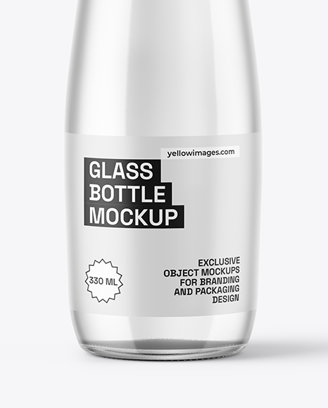 330ml Clear Glass Water Bottle Mockup