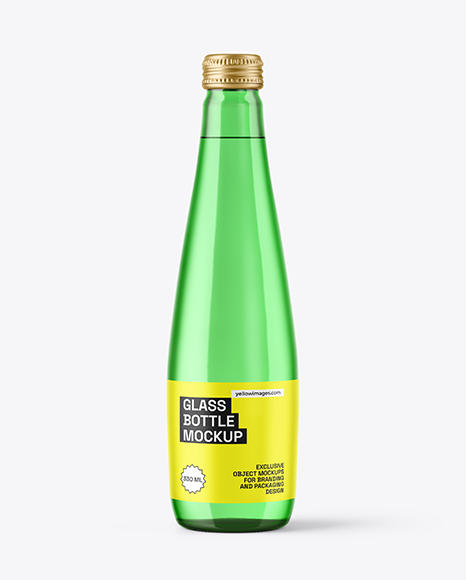 330ml Green Glass Water Bottle Mockup