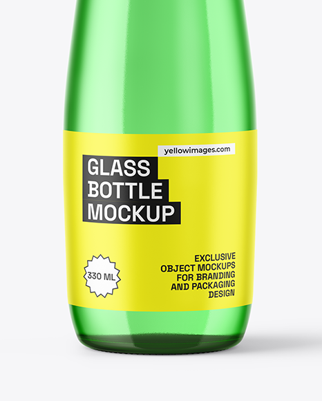 330ml Green Glass Water Bottle Mockup