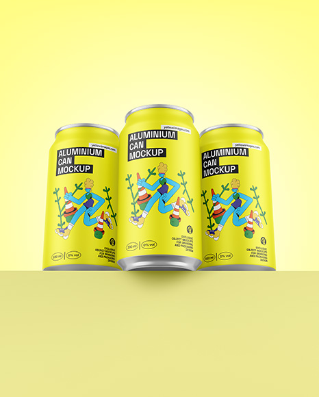 Three Matte Cans Mockup