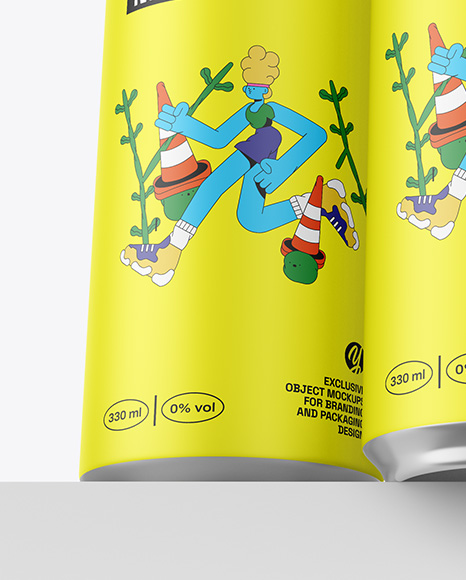 Three Matte Cans Mockup