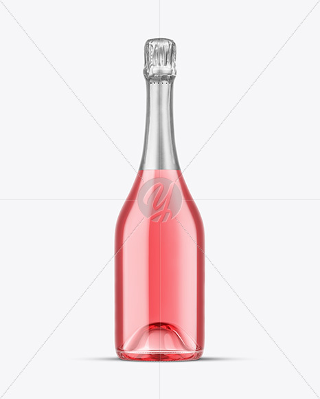 Clear Glass Pink Champagne Bottle Mockup