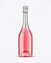Clear Glass Pink Champagne Bottle Mockup