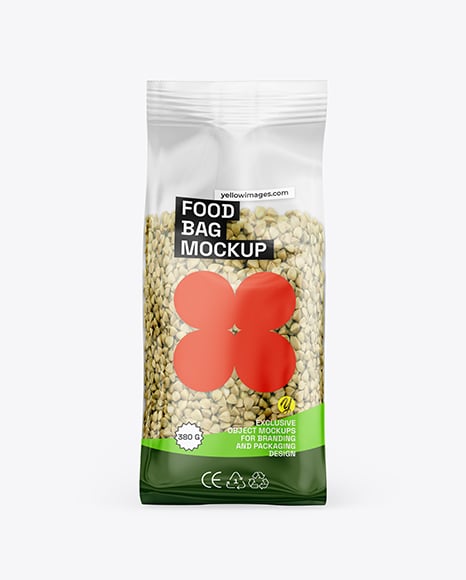Package with Green Buckwheat Mockup - Sack
