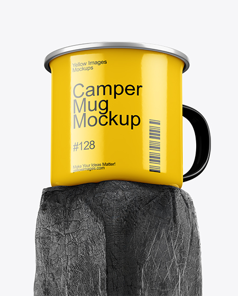 Camper Mug on Burnt Wood Mockup
