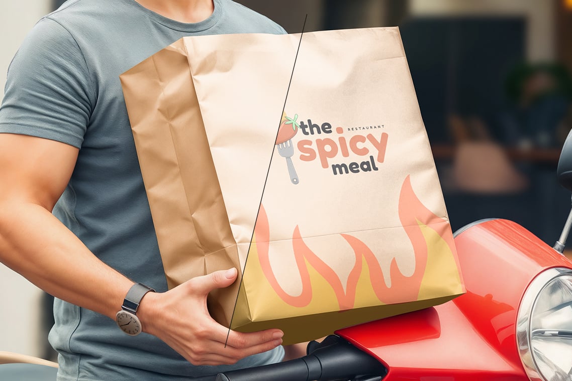 Restaurant Delivery Paper Bag Mockup