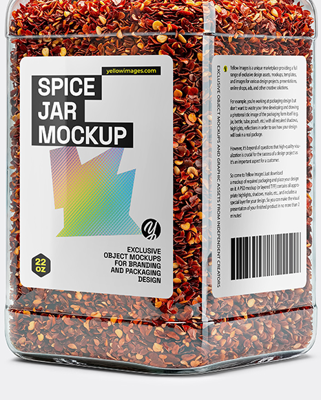 Plastc Square Jar with Chili Pepper Flakes Mockup
