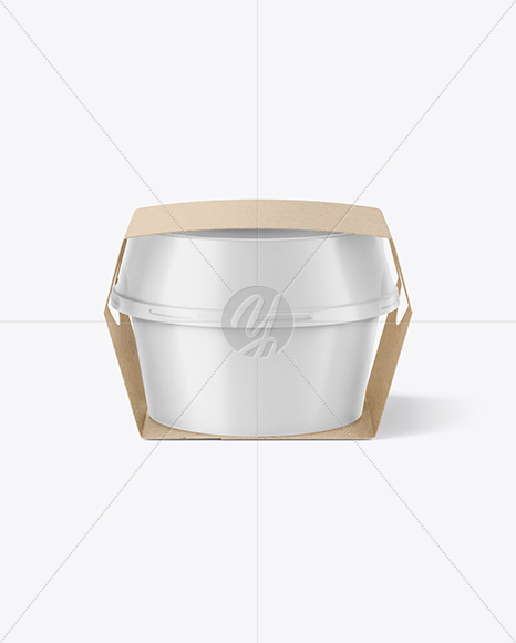 Plastic Container With Kraft Label Mockup