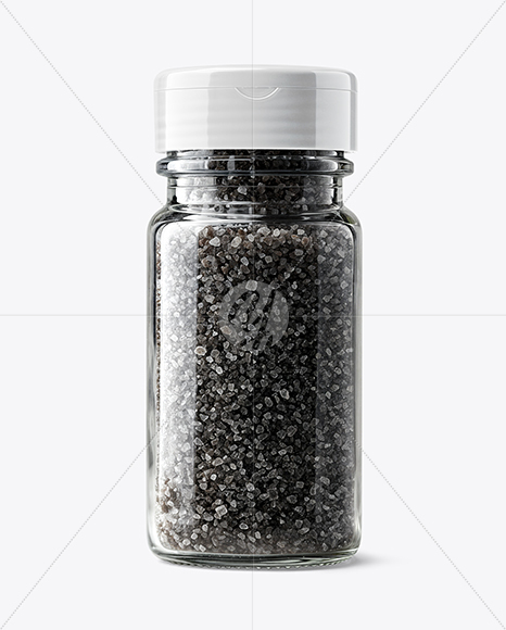 Glass Jar with Black Sea Salt Mockup