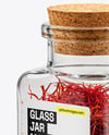 Square Glass Jar with Saffron Threads Mockup