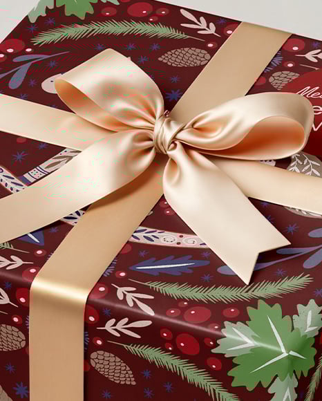 Gift Box with Bow and Confetti Mockup
