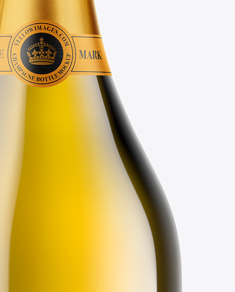 Antique Green Glass Champagne Bottle Mockup