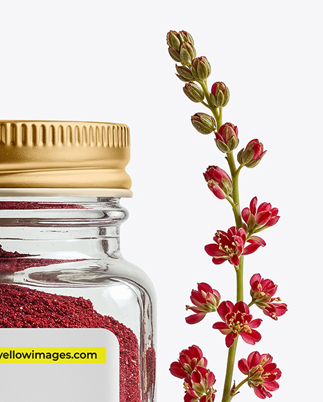 Square Glass Jar with Sumac Spice Mockup