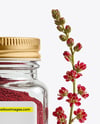 Square Glass Jar with Sumac Spice Mockup