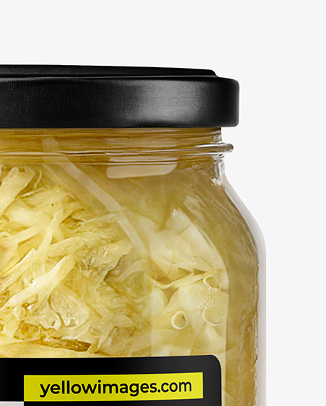 Clear Glass Jar with Sauerkraut Mockup