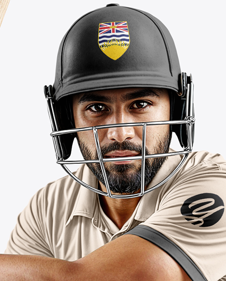 Indian Man Wearing Full Cricket Kit Mockup