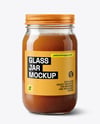 Clear Glass Jar with Beef Bone Broth Mockup
