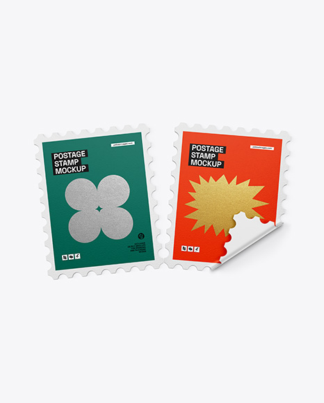 Two Textured Postage Stamps Mockup - Postcard