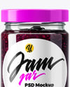Clear Glass Jar with Black Grape Jam Mockup