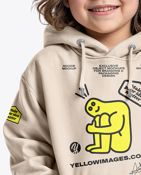Boy Wearing a Hoodie and Beanie Hat Mockup