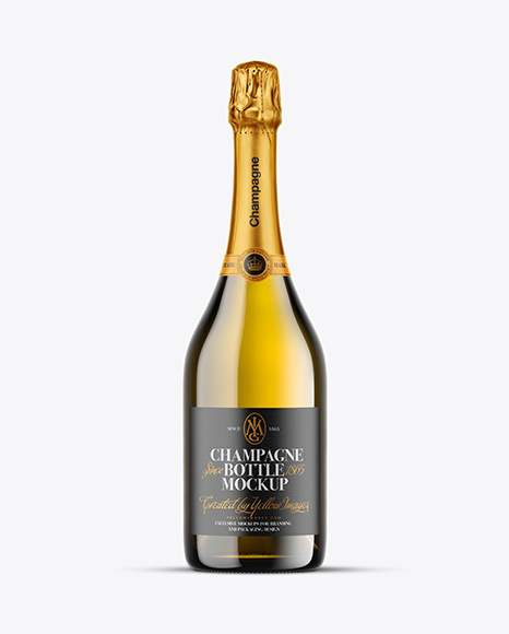 Antique Green Glass Champagne Bottle Mockup